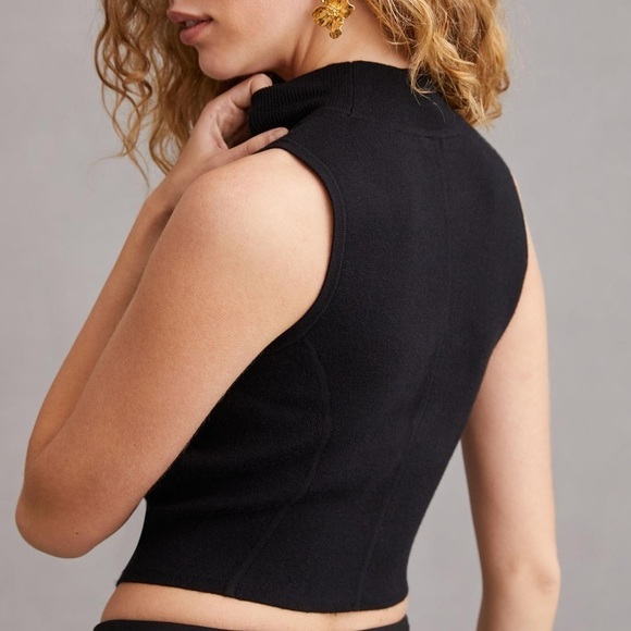 NWT Anthropologie Sweetheart Mesh Sweater Tank Top in Black - Picture 4 of 9